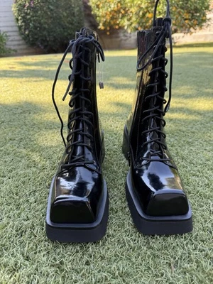 Botas Jeffrey Campbell Academix charol negro para mujer talla 39 de la UE nuevas con etiquetas Foto 1 de 4