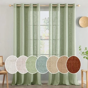 Sage Green Linen Curtains 84 Inch Length 2 Panels Set for Bedroom Living Room... - Picture 1 of 7