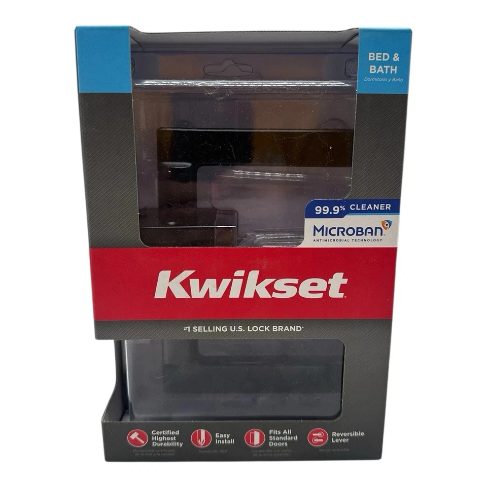 Kwikset Tustin Privacy Bed/ Bath Door Handle In Matte Black Model 97300-949