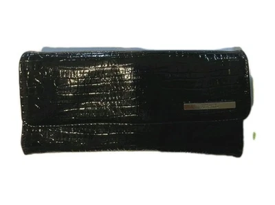 KENNETH COLE REACTION Black Gator Textured Leather Wallet Clutch Tried & True - Image 1 of 4