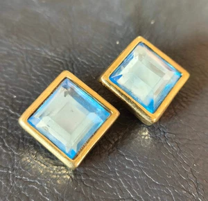 Pendientes Vintage Americanos Años 60 Dorado con Cristales Azzurri - Vtg - Imagen 1 de 3