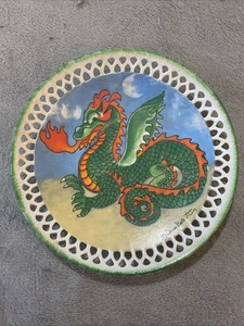 Dragon Plate Year Of The Dragon Decor Vintage Green Orange Joan Berg Victor ROC - Picture 1 of 4