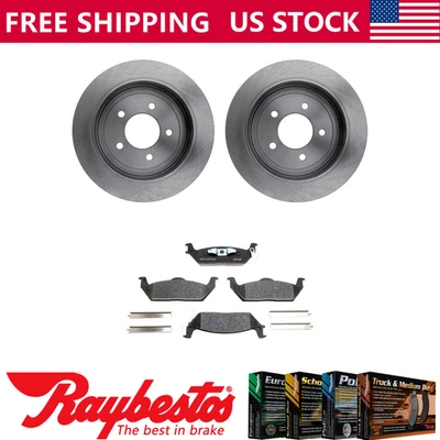 Rotores de freno traseros + pastillas de freno de cerámica y herrajes para Ford F-150 2004 Foto 1 de 4