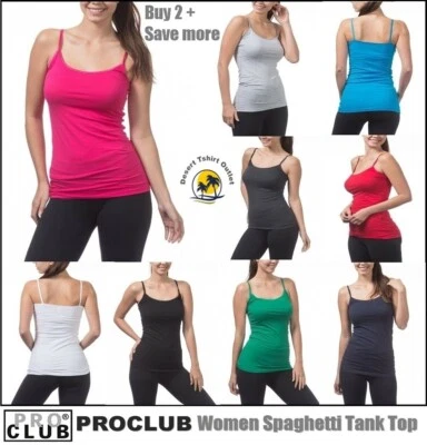 女式背心细肩带无袖衬衫 PROCLUB 吊带内衣 S-3XL — 第 1/4 张图片