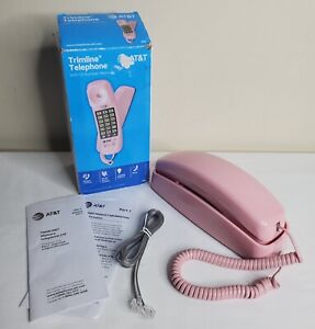 Téléphone d'accueil rose AT&T TRIMLINE 210 filé facile à monter au mur style vintage Barbie