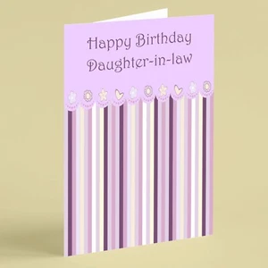Pastel flowers and stripes Daughter in law birthday card - Picture 1 of 1
