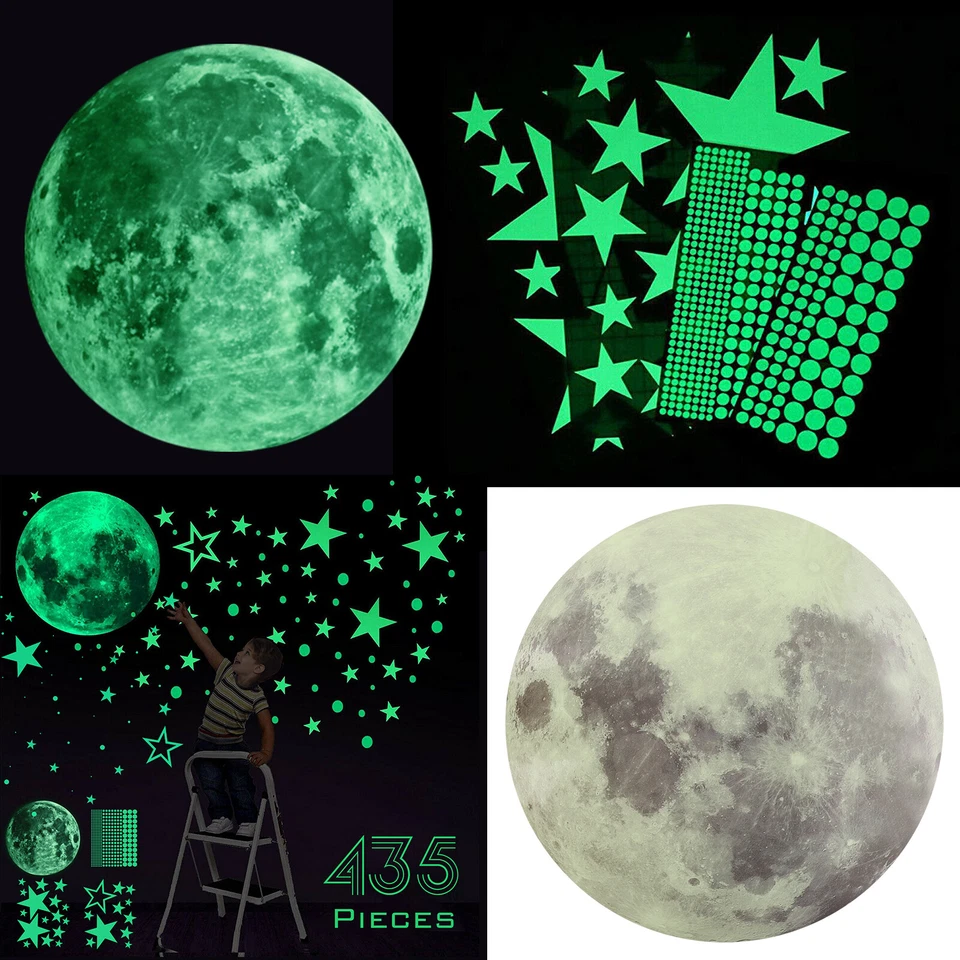 435pcs Glow in The Dark Luminous Stars & Moon Planet Space Wall Stickers Decal