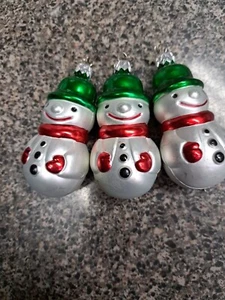 Lot of 3 Snowman Christmas Holiday Tree Ornaments 3 1/2" x 1 1/2" - Picture 1 of 3