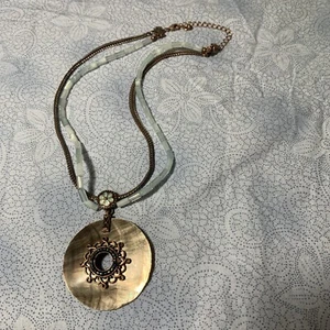 AVON abalone shell pendant necklace - double multi strand copper finish 16" 0262 - Picture 1 of 3