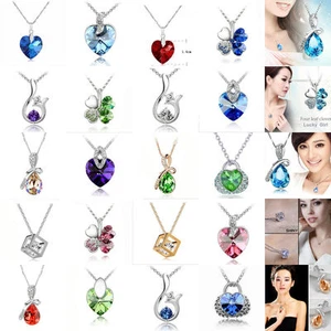 New Gift Women Silver Plated Pendant Statement Chain Necklace - Picture 1 of 19