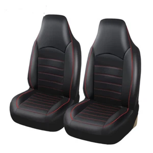 2 Front Car Seat Covers Black/Red For High Back Bucket Seat PU Leather Accessory - Bild 1 von 9