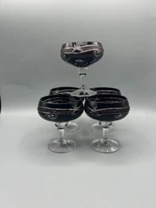 Bohemian German Dark Ruby Red Crystal Set of 5 Goblets Glasses - Picture 1 of 7