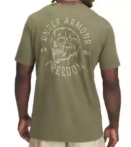 NWT MEN'S UNDER ARMOUR UA FREEDOM SKULL T-SHIRT.LARGE.BRAND NEW FOR 2025.SAVE - Picture 1 of 2