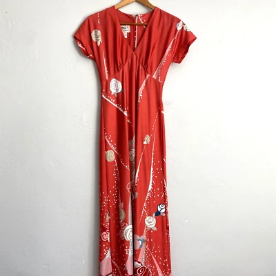 Tori Richards For Liberty House Vintage Dress Size 6 Floral Hawaiian Maxi - Image 1 of 4