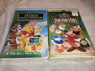VTG Walt Disney VHS Lot Pooh Grand Adventure + FUN and FANCY FREE Mickey Mouse - Image 1 of 4