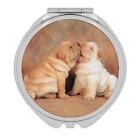 Cadeau miroir compact : Sharpei Kissing Dog animal de compagnie drôle mignon canin animaux de compagnie