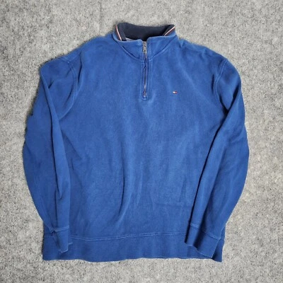Tommy Hilfiger Sweater Men XL Blue Quarter Zip Long Sleeve Pullover Outdoor - image 1 of 4