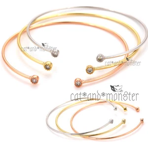 18K GOLD GF LADIES GIRLS SOLID CRYSTAL STACK GOLF BAND CUFF BANGLE BRACELET GIFT - Picture 1 of 12