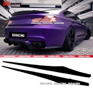 Fits 2014-2019 BMW M6 F06 F12 F13 NEW Gloss Black Side Skirts Extension Lip Kits - Picture 1 of 10