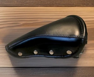 VTG CyclePro Bicycle Seat Saddle Chrome Double Spring Black Leather Rivet Bike - Picture 1 of 12