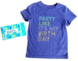 Camiseta Púrpura Niño Niño Talla 4T FIESTA COMO ES MI CUMPLEAÑOS + Invitaciones Fiesta - Imagen 1 de 8