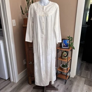 Vintage Eve Stillman weiß Spitze Blumen Jacquard Nachthemd Morgenmantel Set Damen S Regency - Bild 1 von 22