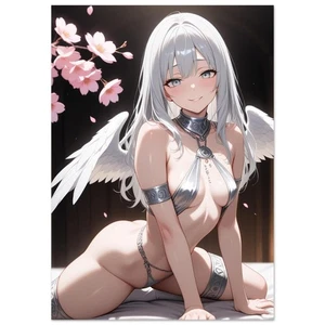 Anime Angel with Cherry Blossoms Decorative Poster Print - Picture 1 of 10
