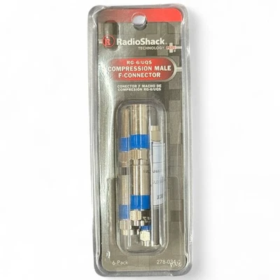 Radio Shack 278-0034 F-Type RG-6/UQS Compression Male  F-Connector (Pack of 6) - Image 1 of 2