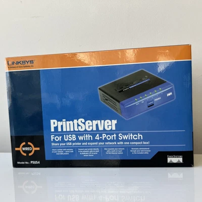 Servidor de impresión Cisco Linksys para conmutador USB 4 puertos - PSUS4 - nuevo sellado Foto 1 de 2