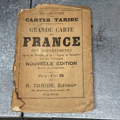Mapa de Francia y Bélgica Años 30 Efímero Histórico 40 X 30 ¡Mapa Grande! Foto 1 de 4