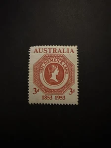 1953 Pre-Decimal Tasmania Postage Centenary 3d Red MLH No WMK - Bild 1 von 2