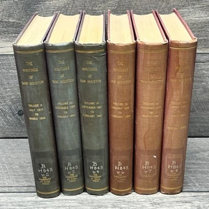 The Writings of Sam Houston 6 Volumes 2 / 3 / 4 / 6 / 7 / 8 Rare First Edition - Picture 1 of 23