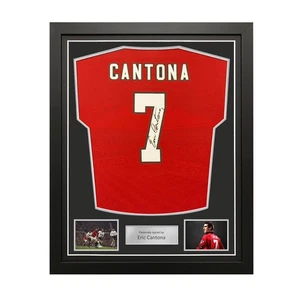 Camiseta original firmada por Eric Cantona Manchester United 1996 (impresión de fans). Enmarcado - Imagen 1 de 4