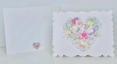 CAROL'S ROSE GARDEN Heart Bouquet SINGLE Note Card CAROL WILSON FINE ARTS