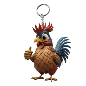 Cartoon Animal Chicken Rooster Series Pendant Acrylic Keychain Cock Key Holder - Picture 1 of 18