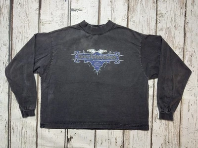 VTG Harley Davidson Northern Lights Screamin Eagle DISTRESSED Mock Neck Shirt - Image 1 of 4