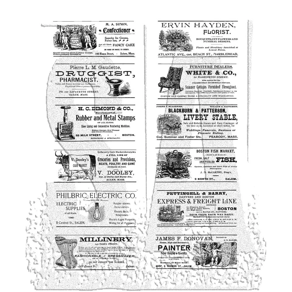 Tim Holtz Stampers Anonymous "ADVERTS" conjunto de selos aderentes de borracha vermelha - Imagem 1 de 1