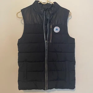 Converse All Star Full Zip Navy Sleeveless Puffer Vest - Size Large Young - Picture 1 of 12