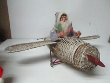 2007 KATHY PATTERSON Santa Claus in Wicker Airplane Christmas Candy Container