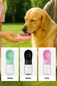 Portable Dog Water Bottle β Leakproof 350ml Pet Feeder β Pink/Green/Black - Picture 1 of 6