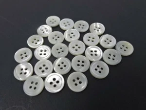 Vintage Iridescent Raised Border White Round 4-Hole Buttons 10mm Lot of 6 AA80 - Picture 1 of 8