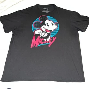 Camisa de Disney Mickey Mouse para hombre 2XL XXL negra rosa retro años 80 dibujos animados gráficos película - Imagen 1 de 7