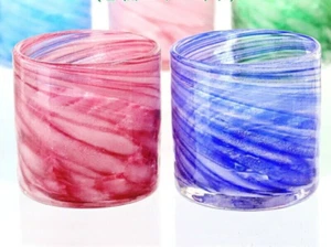 Pair Rock Glass Ryukyu Handmade Lowball Set Traditional Okinawa 300cc Japanese - Picture 1 of 3