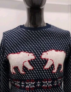 TOPMAN CHRISTMAS SWEATER Polar White Bears & Snowflakes MADE IN BRITAIN Size S - Picture 1 of 20
