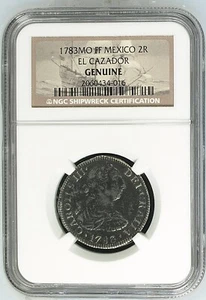 EL CAZADOR SHIPWRECK - 1783 MO FF 2R - Mexico 2 Reales Silver Coin NGC Certified - Picture 1 of 2