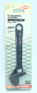 NOS Vintage DIAMOND Tool USA 6" Black Adjustable Wrench A26WH Wide Opening NIP - Picture 1 of 3