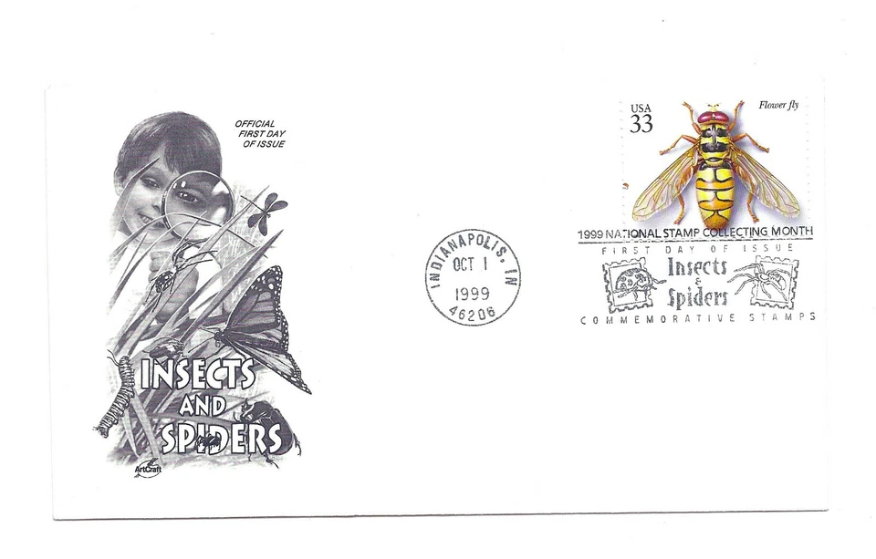 3351f Flower Fly  Insects & Spiders, ArtCraft FDC - Image 1 of 1