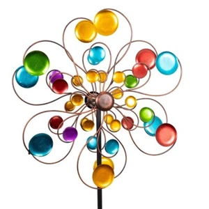 COLOR KONFETTI BLUME Doppel Windrad Windspiel Metall 163 cm Ø 48 cm - Bild 1 von 5