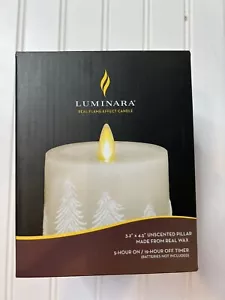 Luminara Flameless Candle Tree Christmas Embossed Trees Real Wax Unscented NEW - Picture 1 of 2