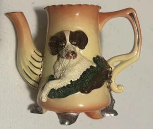 Vintage NINI Miniature Teapot 🫖Dogs and Bird Resin Trinket Box # 6-14 Mini Pot - Picture 1 of 12
